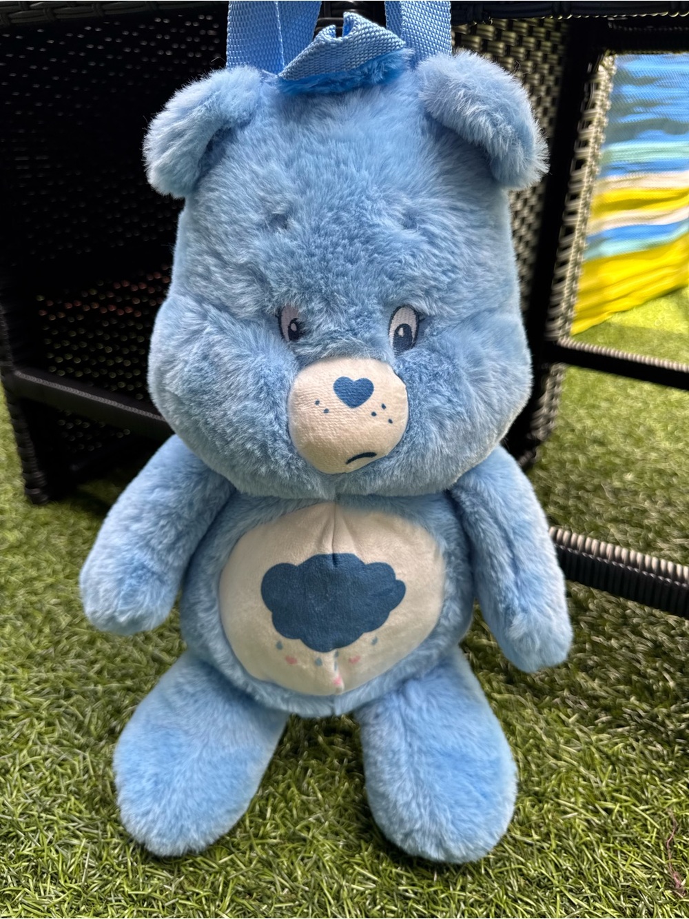 🩵Care Bears Grumpy Bear Plush Backpack 18" Blue Stuffed Animal 2024